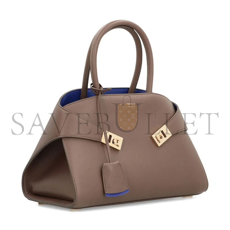 FERRAGAMO SMALL HUG LEATHER TOTE BAG 215608 (31.5*22*19cm)